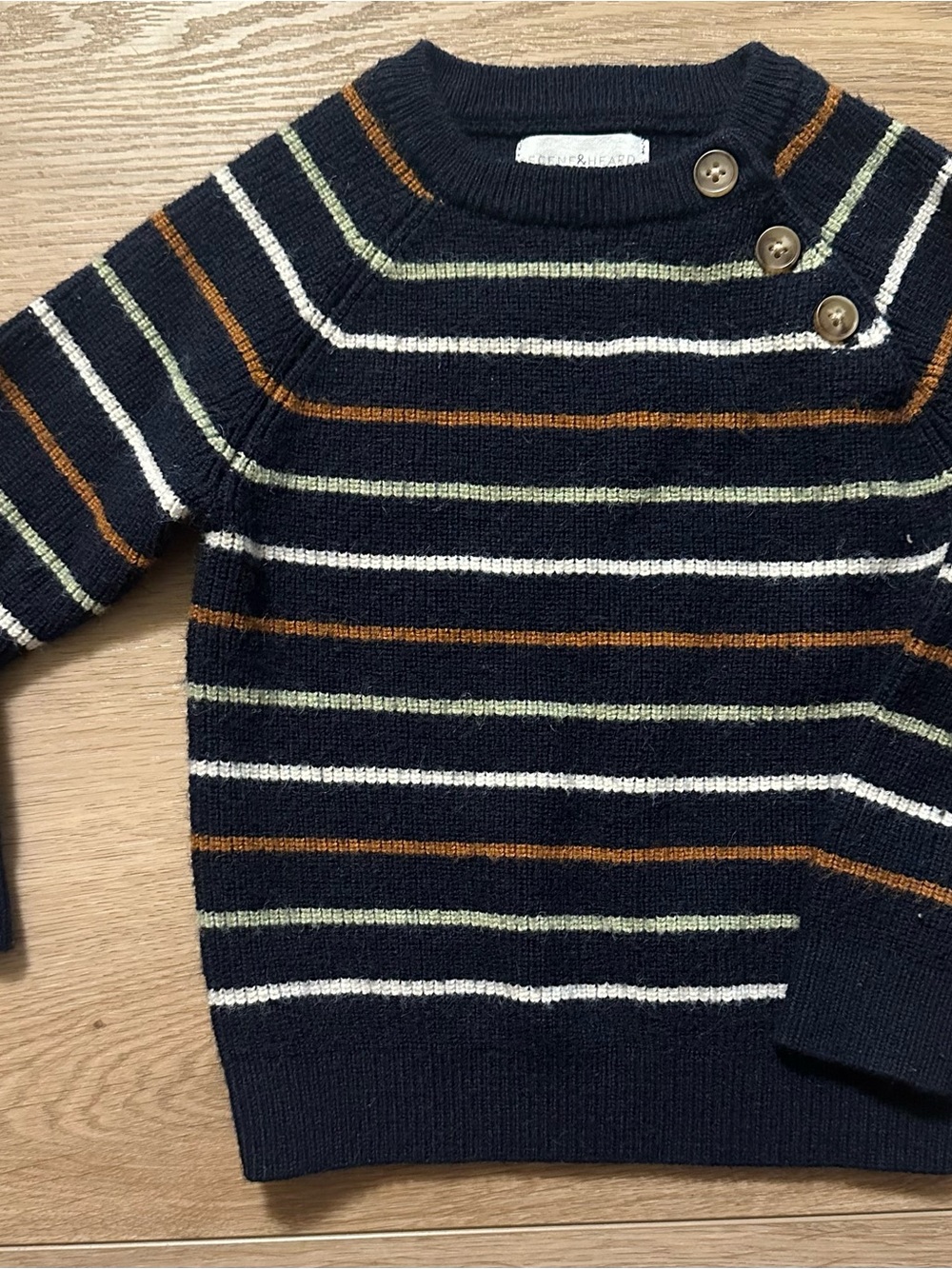 Baby Navy Striped Button-Shoulder Sweater